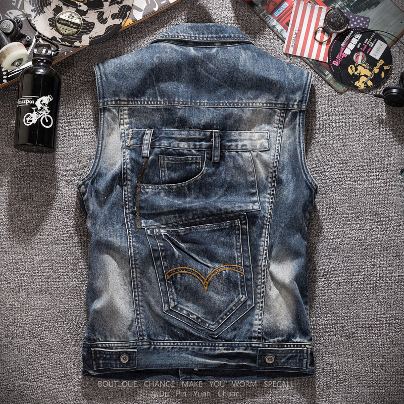 เสื้อกั๊กยีนส์แฟชั่นสไตล์วินเท - Men'S Fashion Vest With Jeans บทวิจารณ์และราคา