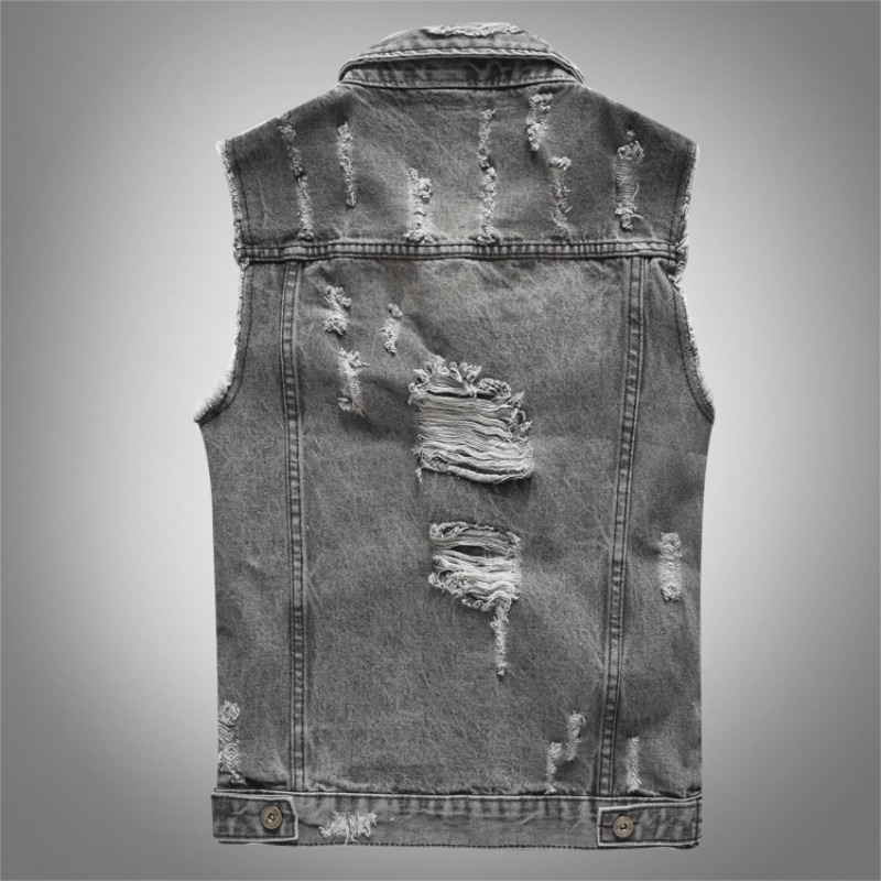 เสื้อกั๊กยีนส์สีเทาสไตล์เรโทรส - Men'S Fashion Vest With Jeans บทวิจารณ์และราคา