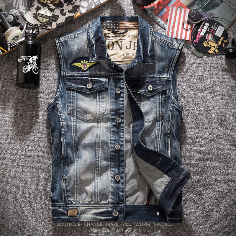 เสื้อกั๊กยีนส์สีเทาสไตล์เรโทรส - Men'S Fashion Vest With Jeans บทวิจารณ์และราคา