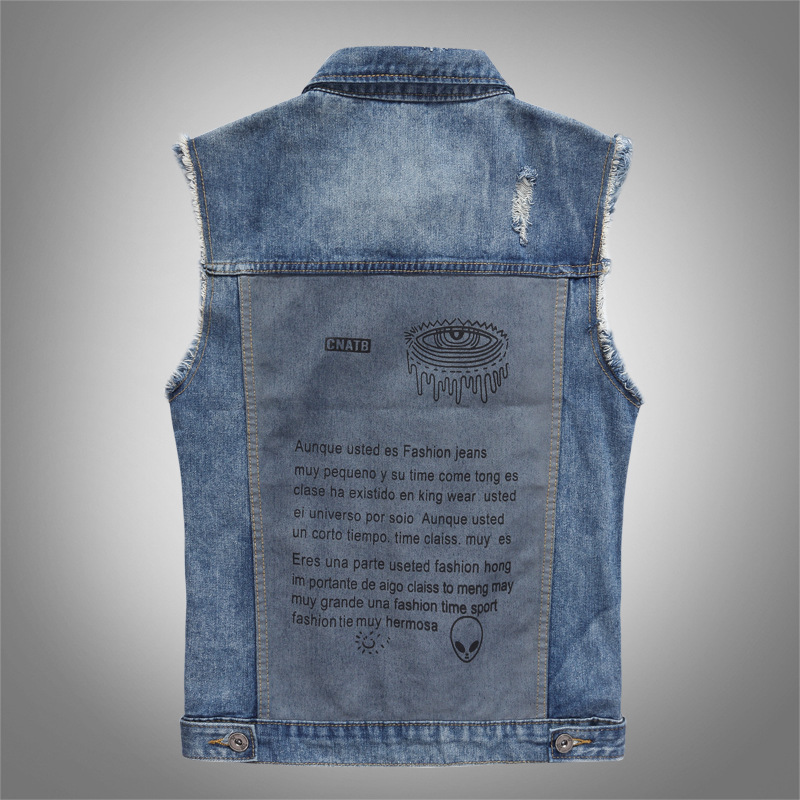 เสื้อกั๊กยีนส์ขาดๆ สไตล์ลำลอง  - Men'S Fashion Vest With Jeans บทวิจารณ์และราคา