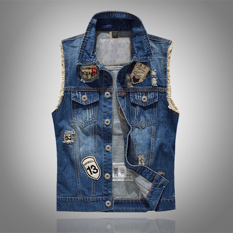 เสื้อกั๊กยีนส์ขาดๆ สไตล์ลำลอง  - Men'S Fashion Vest With Jeans บทวิจารณ์และราคา